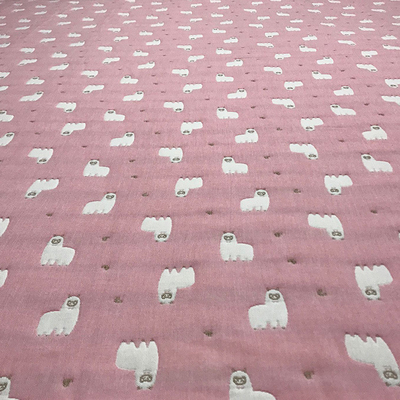 20S Dyed Yarn White Jacquard Cotton Fabric Four Layer  Soft Touch