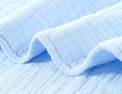 Blue Crinkle Gauze Fabric By The Yard Six Layers Swaddle Gauze Fabric