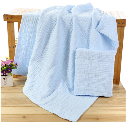 Blue Crinkle Gauze Fabric By The Yard Six Layers Swaddle Gauze Fabric