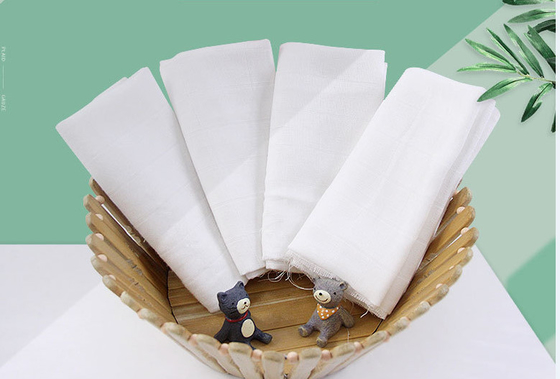 53 Inch Natural Cotton Gauze Fabrics For Baby 145gsm No Flurescent Agent