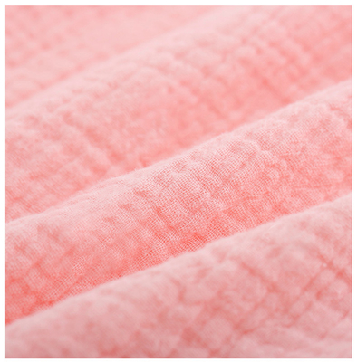 Three Layers Pink Soft Cotton Gauze Fabric Yarn Dyed 144X114 Comfortable