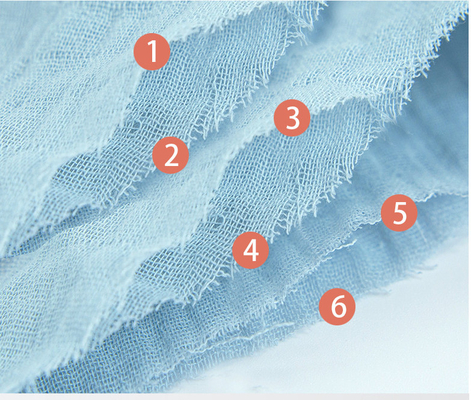 Six Layer Natural Crepe Gauze Fabric No Flurescent Agent Skin Friendly