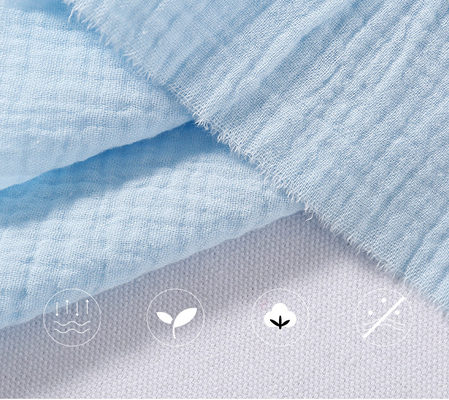 Natural 40S Combed Cotton Crepe Gauze Fabric Two Layer Dribble Towel