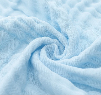 Multi Layer Blue Swaddle Gauze Fabric 40S 220GSM Instant Water Absorption