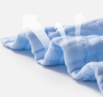 Multi Layer Blue Swaddle Gauze Fabric 40S 220GSM Instant Water Absorption