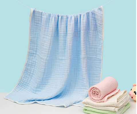 Multi Layer Blue Swaddle Gauze Fabric 40S 220GSM Instant Water Absorption