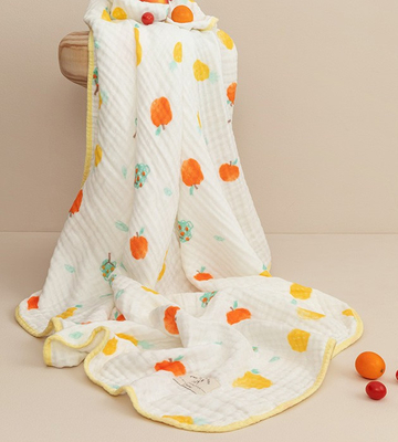 Natural Bright Child Floral Cotton Gauze Fabric 165gsm Infant Wrap Blanket