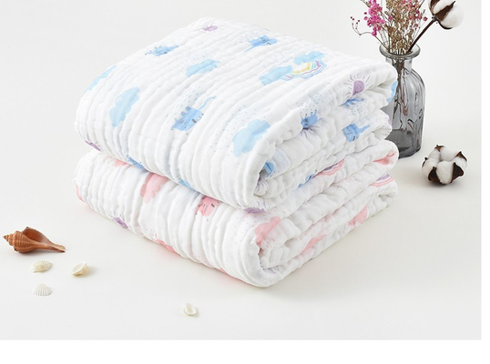 Untwisted Four Layer Printed Gauze Fabric 220GSM Baby Blanket Soft Feeling