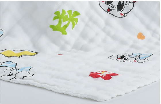 Combing Cotton Custom Printed Gauze Fabric 170gsm Kids Swaddle Bath Towel