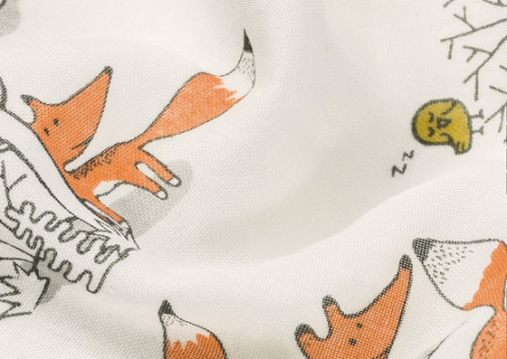 Summer Thin Muslin Gauze Fabric 53 inch Lovely Fox Picture Design