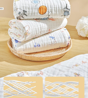 Comfortable Colored Gauze Fabric Three Layer Kids New Born Blanket
