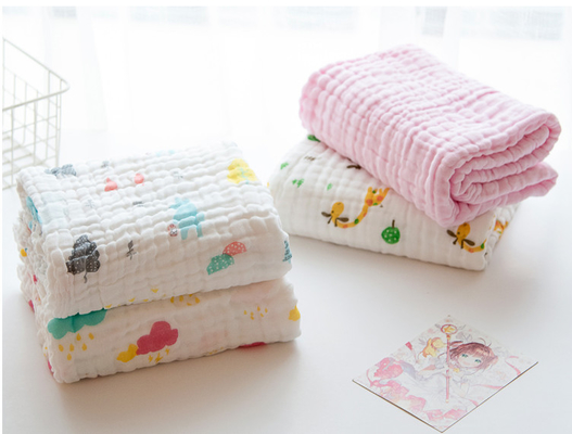 Pink Dyeing Natural Gauze Fabric Multilayer 40S 210GSM Spring Kids Blanket