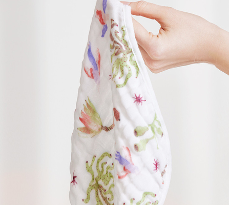 Beautiful Green Floral Gauze Fabric 190gsm Cotton Bamboo Swaddle Blanket