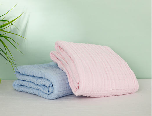Pink Dyeing Natural Gauze Fabric Multilayer 40S 210GSM Spring Kids Blanket
