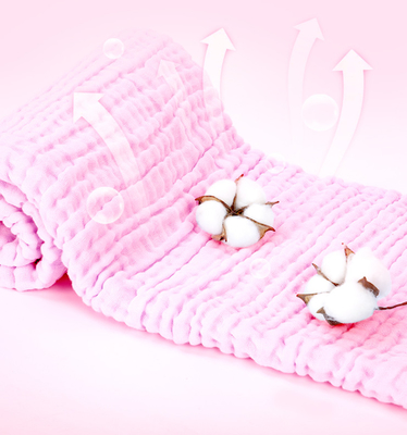 Pink Dyeing Natural Gauze Fabric Multilayer 40S 210GSM Spring Kids Blanket