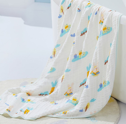Lovely Animal Printing Natural Gauze Fabric For Infants Clothing  200GSM