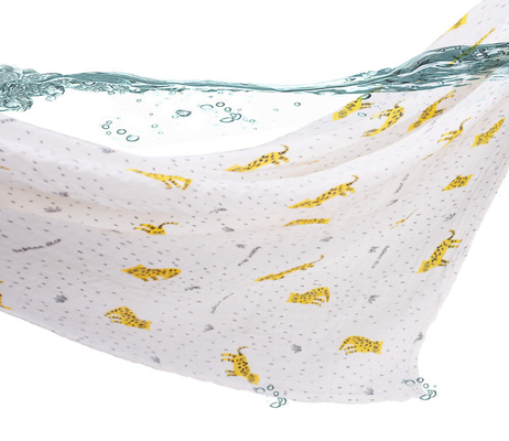 Yellow Tiger Printing Woven Muslin Gauze Fabric 105GSM Thin Gauze Fabric