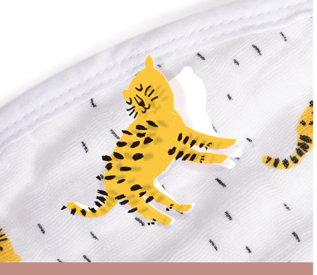 Yellow Tiger Printing Woven Muslin Gauze Fabric 105GSM Thin Gauze Fabric