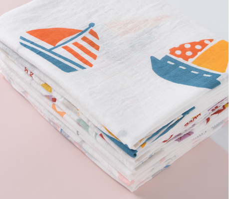 Plain Printed Double Gauze Fabric By The Metre Swaddle Blanket 120X120 Non Irritating
