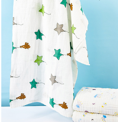 Plain Printed Double Gauze Fabric By The Metre Swaddle Blanket 120X120 Non Irritating