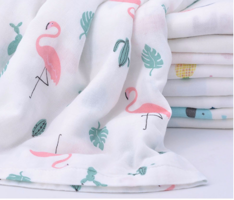 Bird Picture Double Gauze Print Fabric Antibacterial Crinkled Gauze Fabric