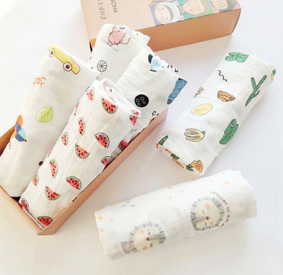 Bird Picture Double Gauze Print Fabric Antibacterial Crinkled Gauze Fabric