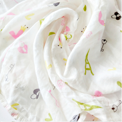 Combed Organic Cotton Double Gauze Fabric Red Lovely Dinosaur Reactive Printing