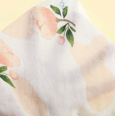 Bird Picture Double Gauze Print Fabric Antibacterial Crinkled Gauze Fabric