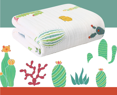Green And Yellow Fruit Patterned Gauze Fabric 220GSM Baby Gauze Blankets