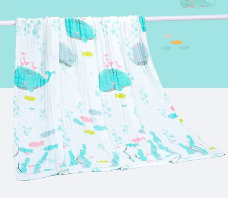 Green And Yellow Fruit Patterned Gauze Fabric 220GSM Baby Gauze Blankets