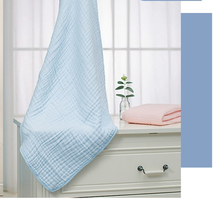 Fastness Dyeing Blue 58''Cotton Bubble Gauze Fabric By The Yard Antibacterial