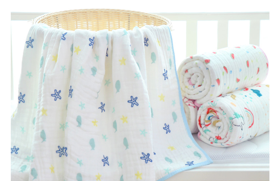 Fastness Four Layer Floral Cotton Gauze Fabric Gauze Bath Towel 57 Inch