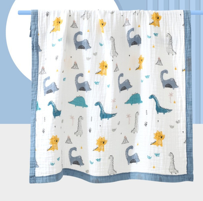 100% Cotton 40S  4 Layer Gauze Fabric Baby Swaddle Blanket Cartoon Printed