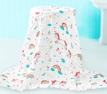250GSM Crepe 6 Layer Gauze Fabric Lovely Pattern Moisture Absorbing