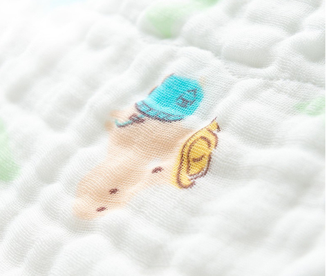 110X110 40S Six Layer Printed Cotton Gauze Fabric  Saliva Towel For Babies