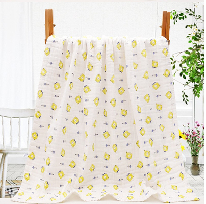 Plants Flower Pattern 40S Cotton 6 Layer Gauze Fabric High Hygroscopicity