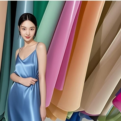 Satin Summer Fabric Dress Slight Shine Women Skirt Smooth Polyester