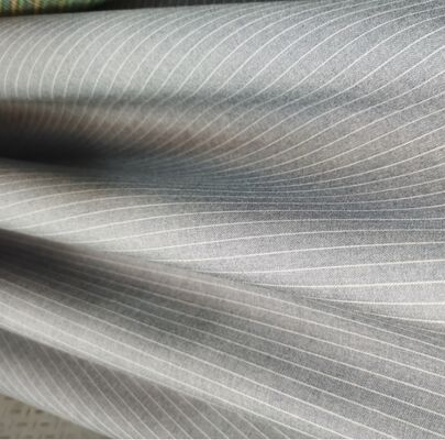 25%Rayon 75%Polyester 230gsm Vertical-Striped RT Suiting Grey Business Fabric