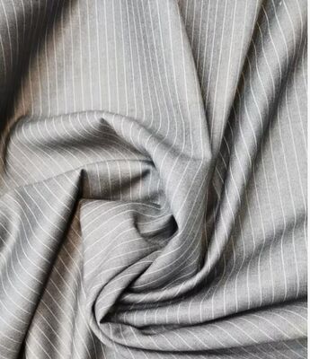 27%Rayon 73%Polyester 220gsm Grey-And-White Striped Rayon/Polyester Suit Fabric