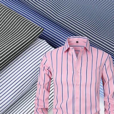 Durable Cotton Yarn Dyed Stripe Fabric for Formal  Uniform Shirts 110gsm