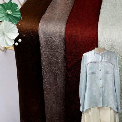 110GSM Satin Crinkle Fabric - Lightweight Silk-Like Polyester with Crinkle Texture for Elegant Dresses