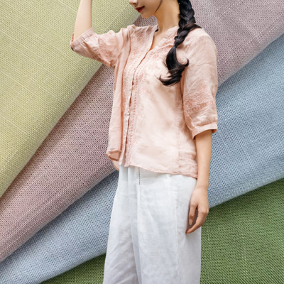 220 GSM Breathable Wrinkle Resistant Linen Rayon Fabric for Blouses and Shirts