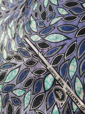 African Wax Print Fabric with Hot-fix Rhinestones – 91% Cotton 9% Spandex, High Wrinkle Resistance, Excellent Elastic Recovery