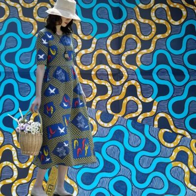 100% Cotton African Wax Print Fabric with High Wrinkle Resistance and Vibrant Colors for Ankara and Kitenge Dresses