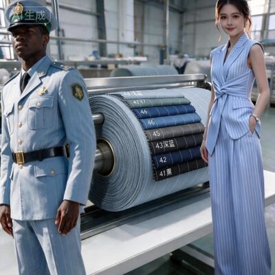 80% Polyester 20% Rayon 164gsm Yarn-Dyed Stripe Uniform Fabric for Professional Workwear