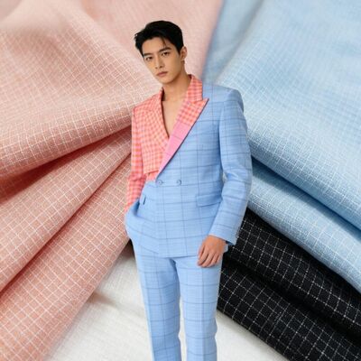 195gsm Yarn-Dyed Check Suiting Fabric with 68% Polyester 30% Rayon 2% Spandex for Uniforms