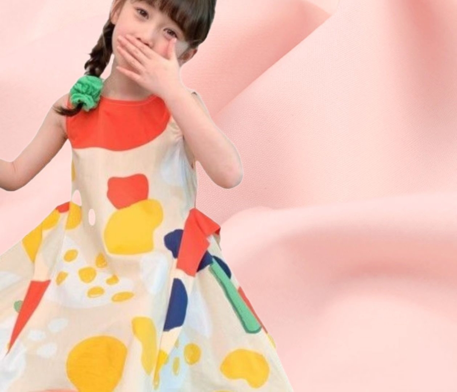 98% Organic Cotton Shirt Fabric 2% Spandex Gentle Summer 50sX50s 135GSM Baby Clothes Dress