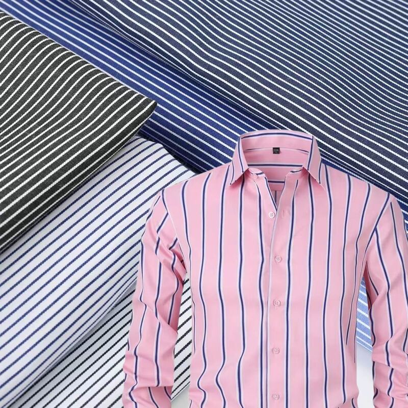 Durable Cotton Yarn Dyed Stripe Fabric for Formal Uniform Shirts 110gsm