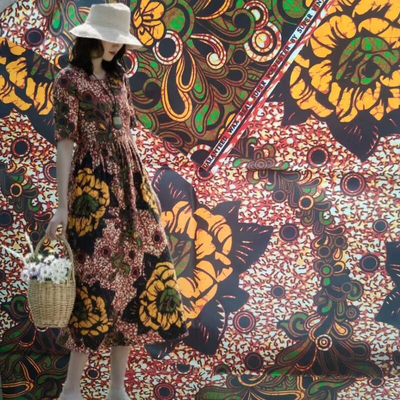 100% Cotton African Wax Print Fabric with Vibrant Colors and High Wrinkle Resistance for Ankara and Kitenge Styles