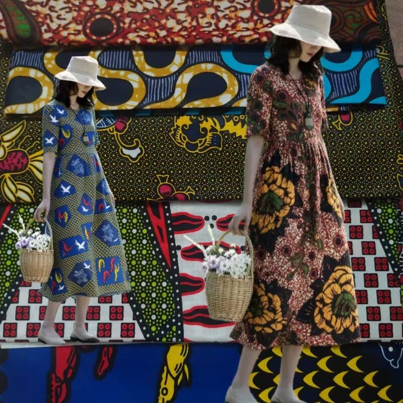 100% Cotton African Wax Print Fabric with High Wrinkle Resistance and Vibrant Colors for Ankara and Kitenge Dresses